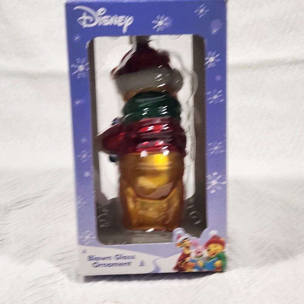 Disney Pooh Bear Blown Glass Christmas Tree Ornament Decor Flocked Box Honey - Picture 3 of 13